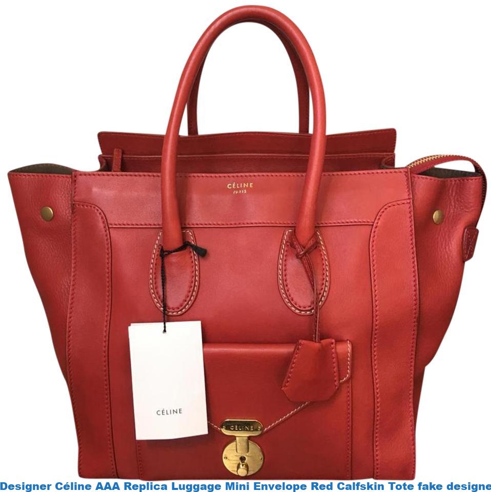 Designer Céline AAA Replica Luggage Mini Envelope Red Calfskin Tote fake designer bags uk – High ...