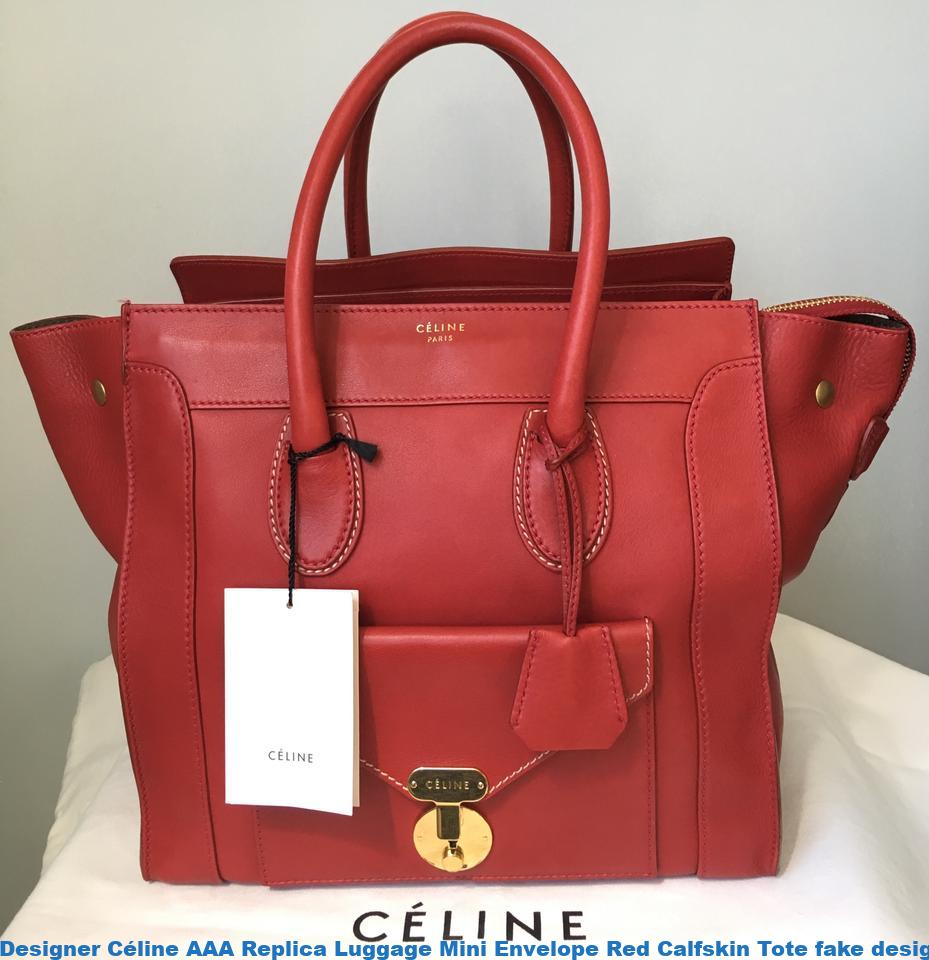 Designer Céline AAA Replica Luggage Mini Envelope Red Calfskin Tote fake designer bags uk – High ...